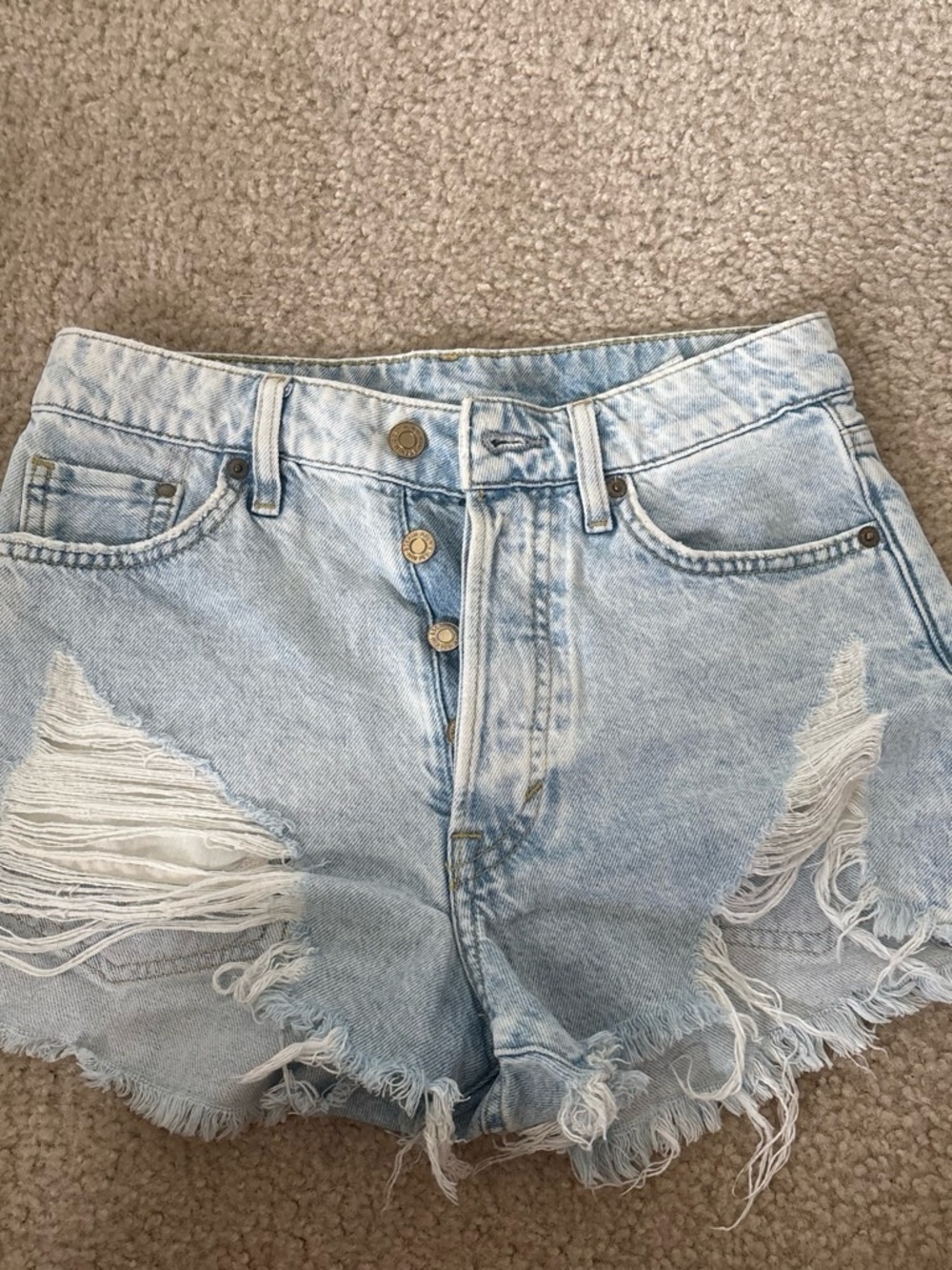 H&M Light Blue Distressed Denim Shorts